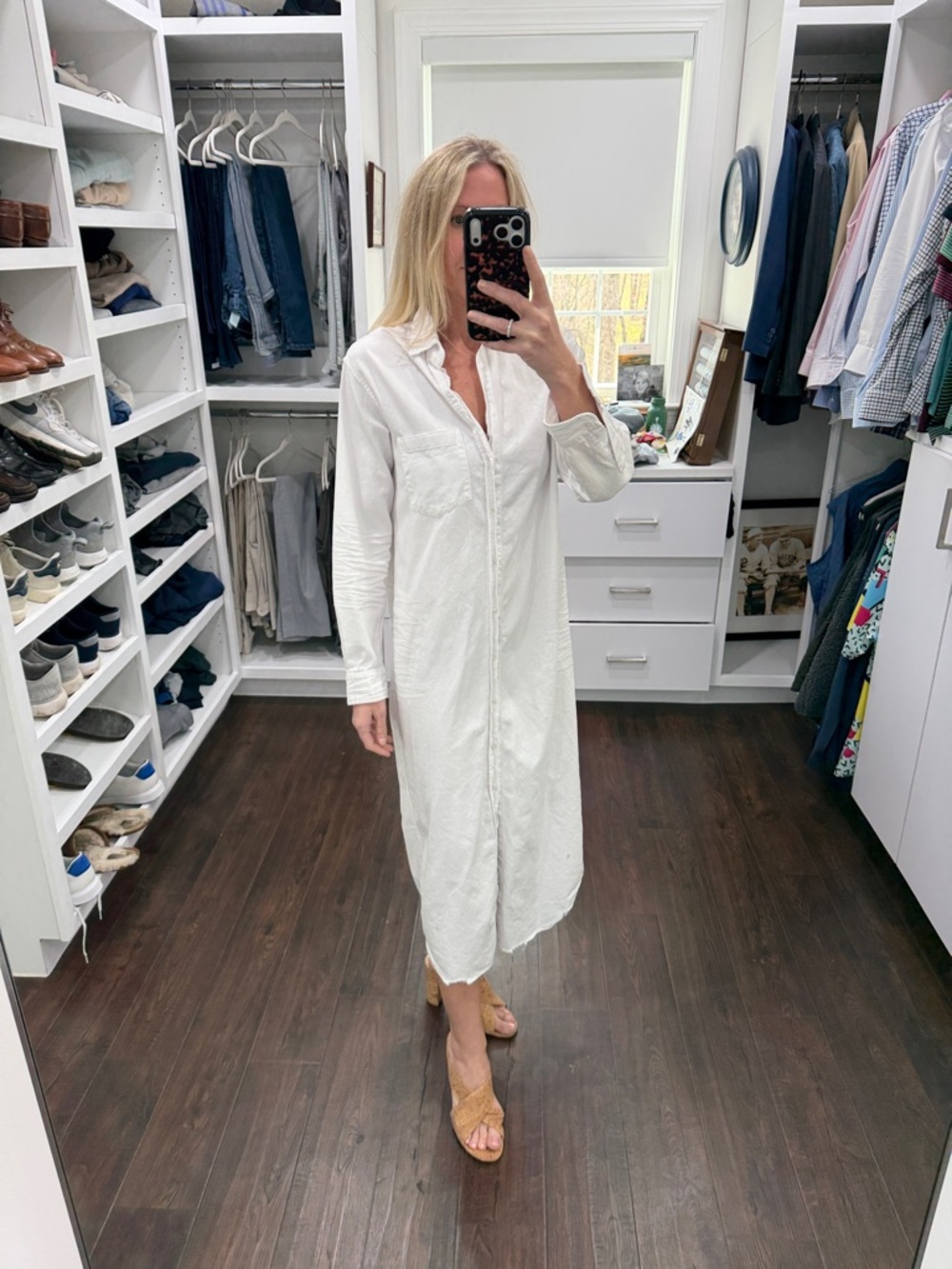 Frank & Eileen White Button-Front Shirt Long Dress S
